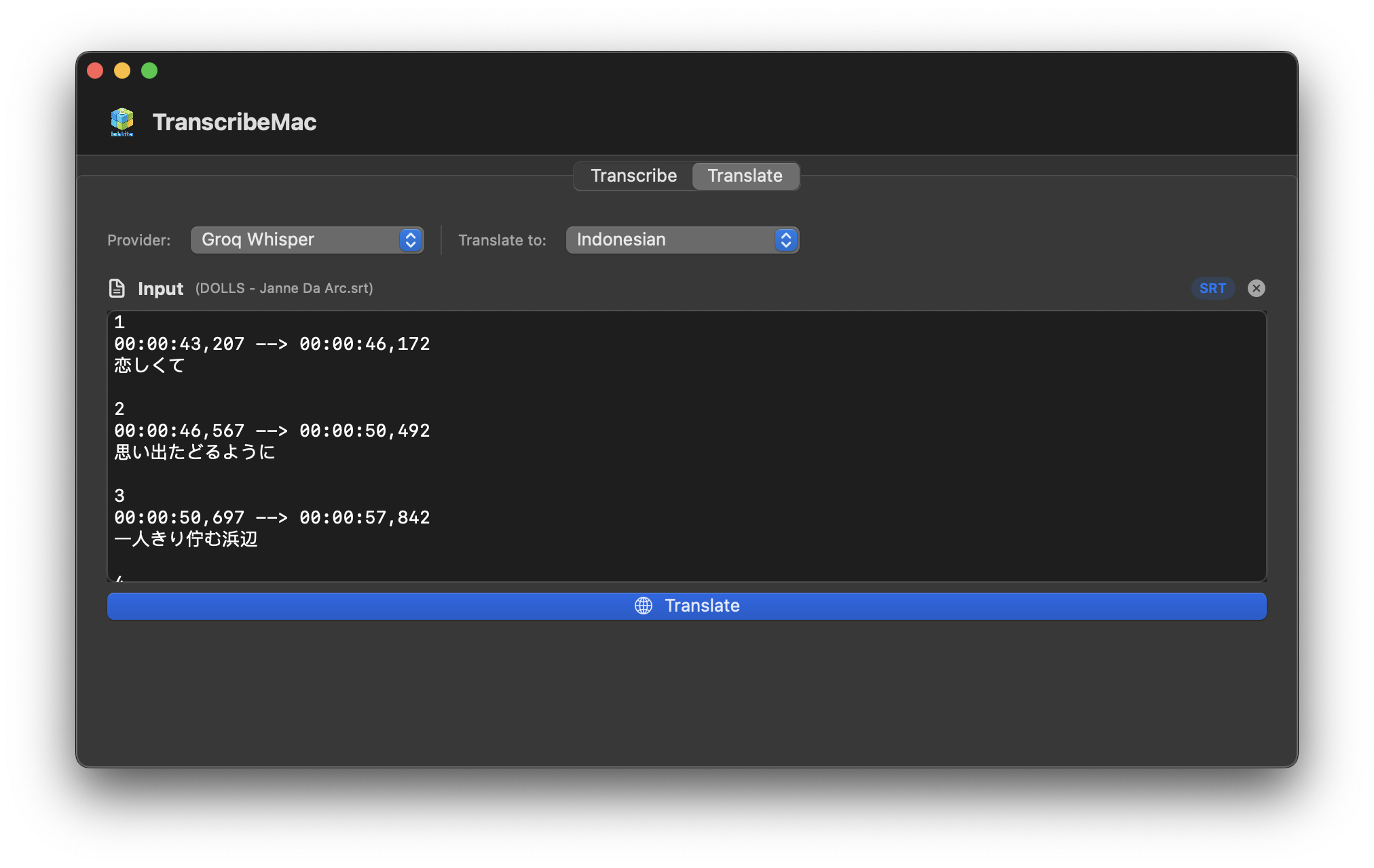 Transcribe - Translate